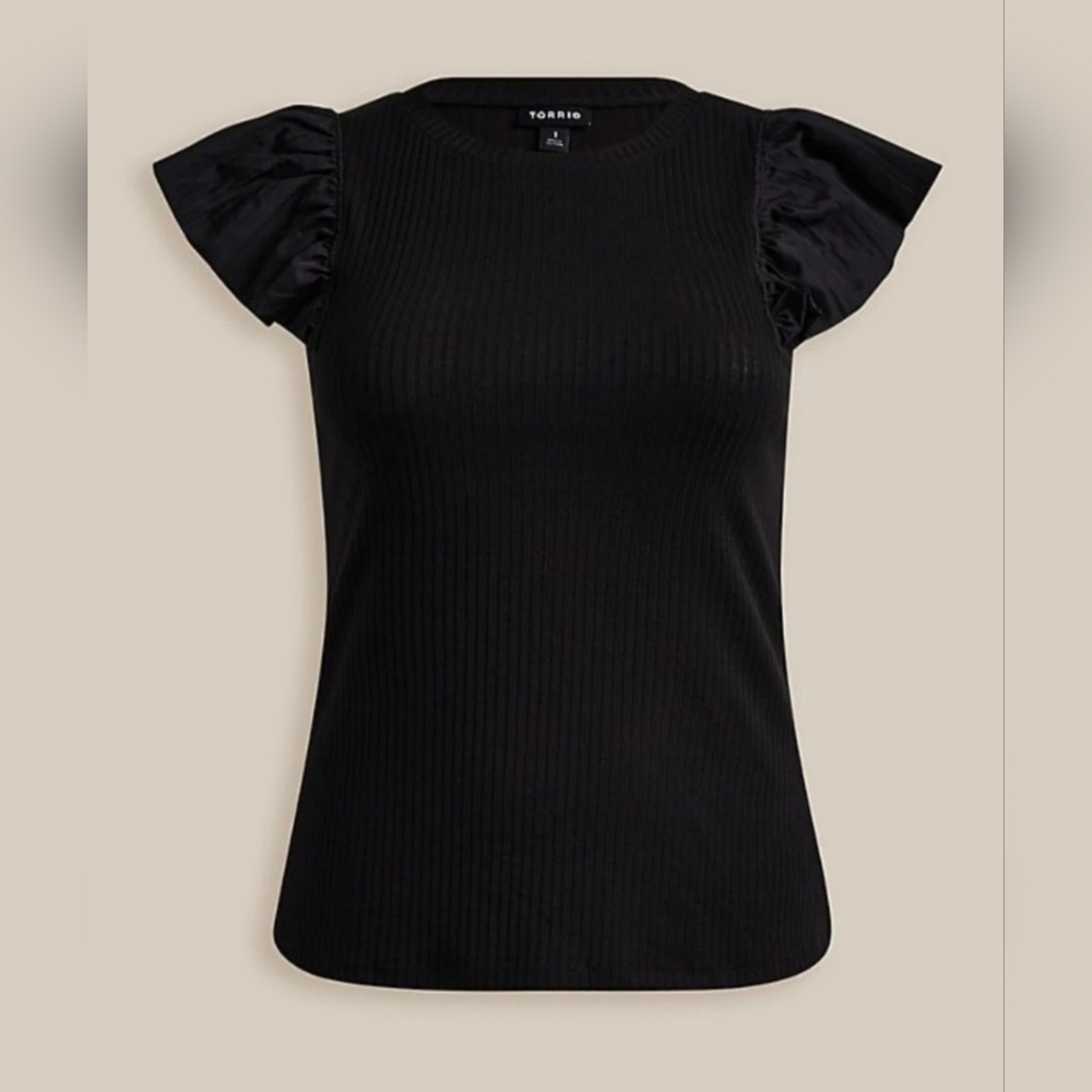 Torrid Black Ruffle Sleeve Top 4x